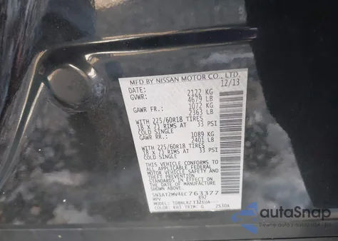 2014 Nissan Rogue Sl from USA, damaged, VIN 5N1AT2MV4EC763377